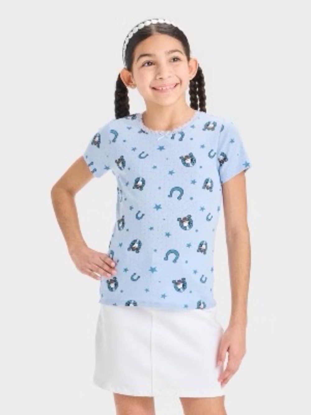 Squishmallows Skyway Cow Print Baby Tee XS NWT
